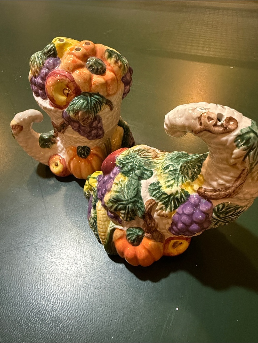 Omnibus Fruit Fall Cornucopia Ceramic Pair - salt and pepper shakers